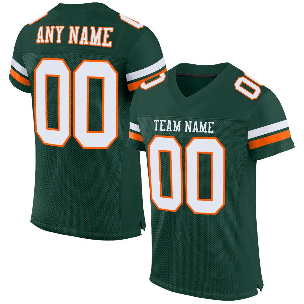 Custom Green White-Orange Classic Style Mesh Authentic American Football Jersey| KXKSHOP