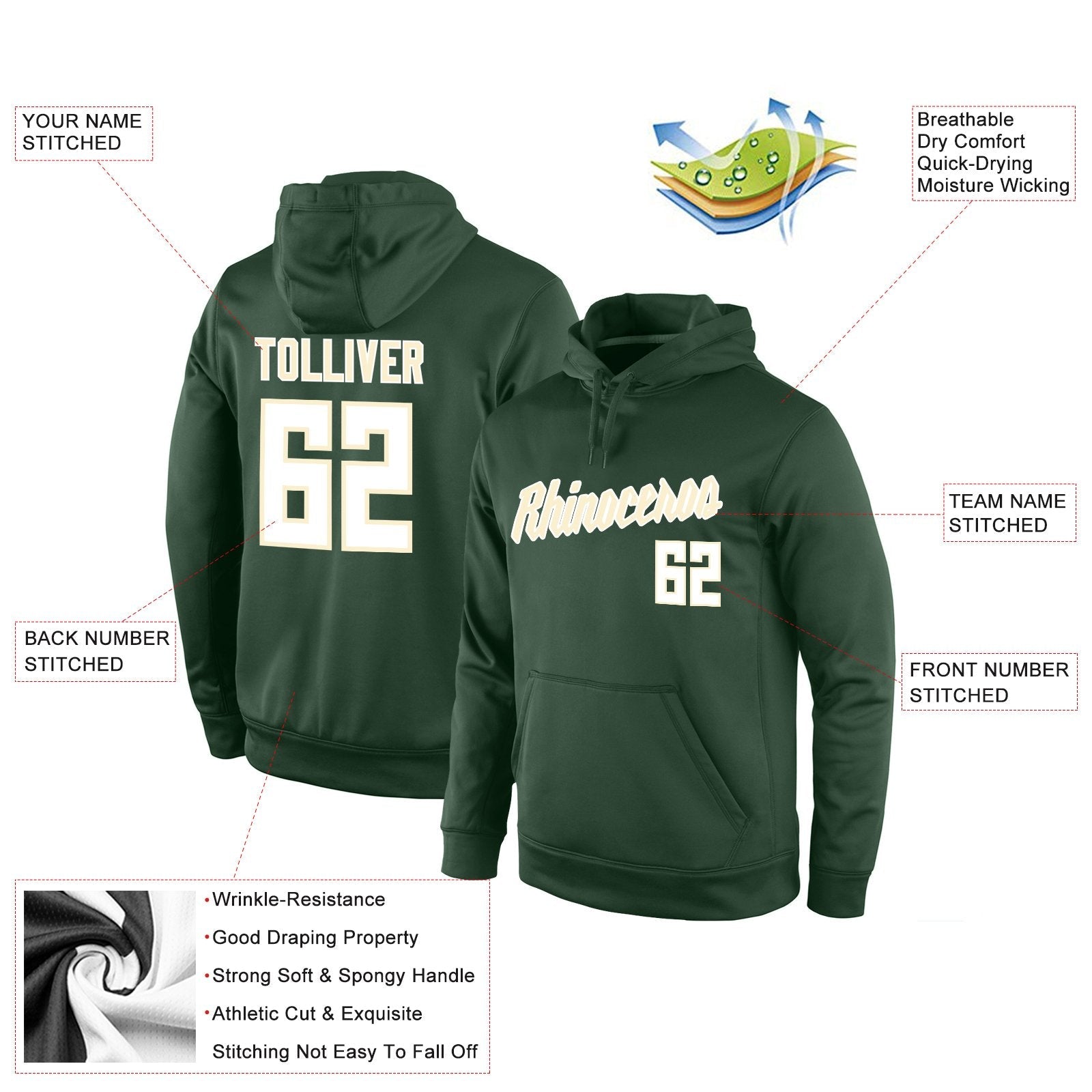 Custom Green Classic Style Uniform Pullover Fashion Hoodie| KXKSHOP