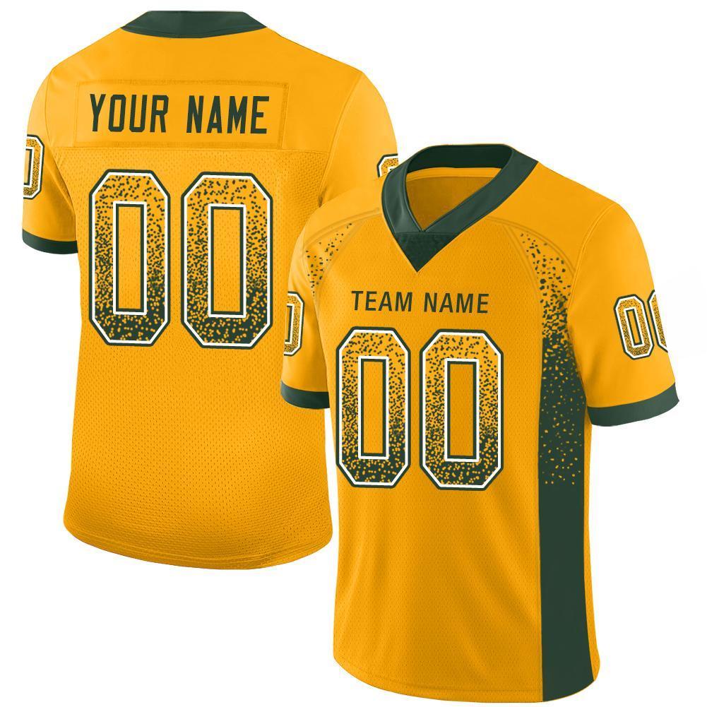Custom Gold Green-White Drift Fashion Mesh Authentic American Football Jersey| KXKSHOP