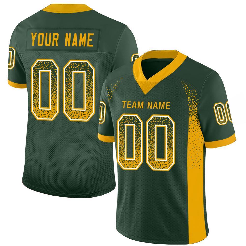 Custom Green Gold-White Drift Fashion Mesh Authentic American Football Jersey| KXKSHOP