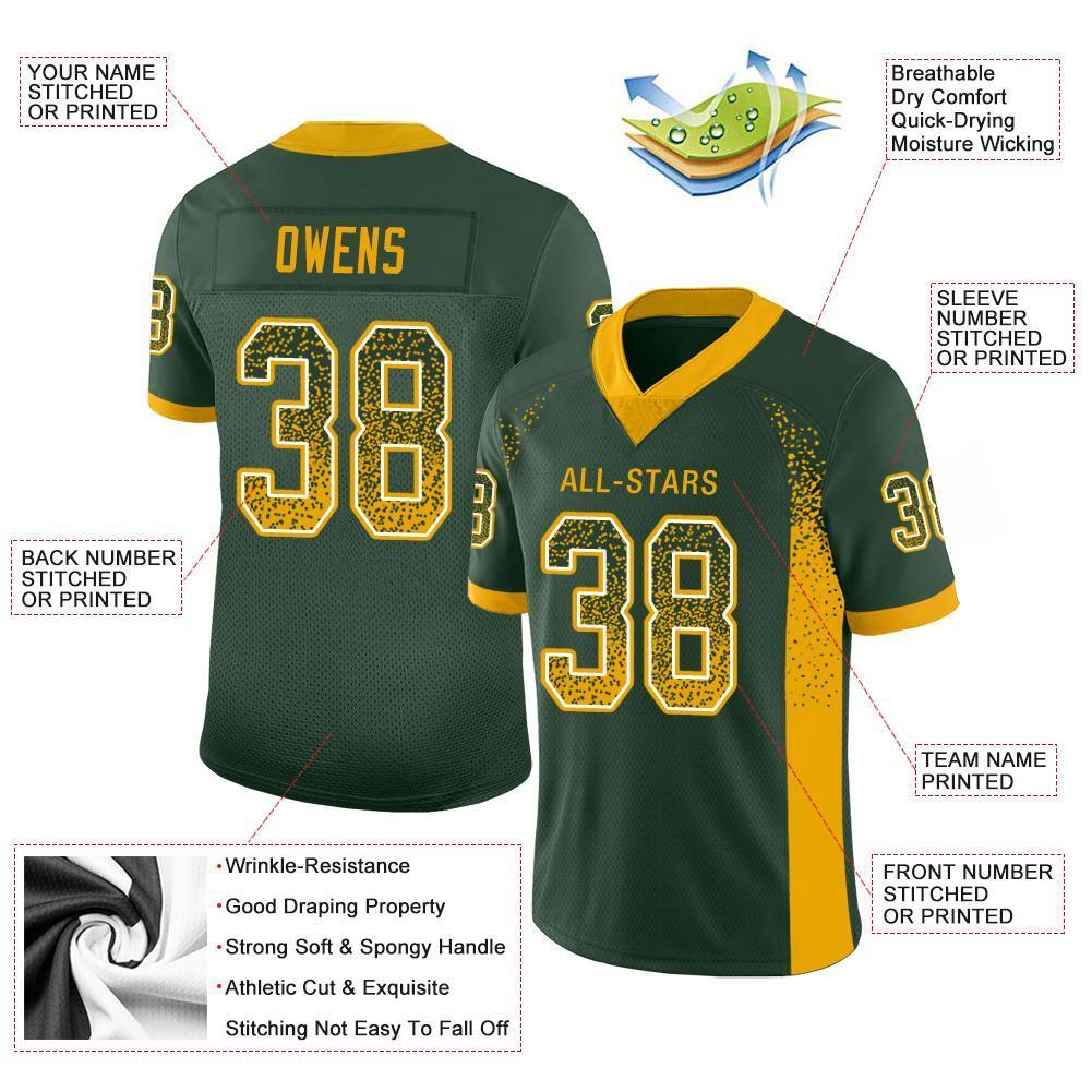 Custom Green Gold-White Drift Fashion Mesh Authentic American Football Jersey| KXKSHOP
