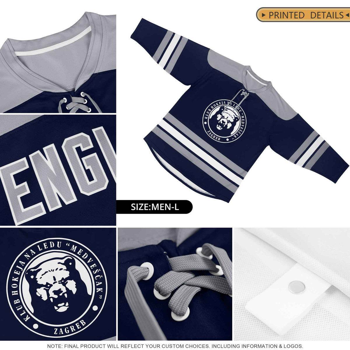 Custom Purple Gold White Personalized Classic Lace-Up Neck Hockey Jersey | KXKSHOP