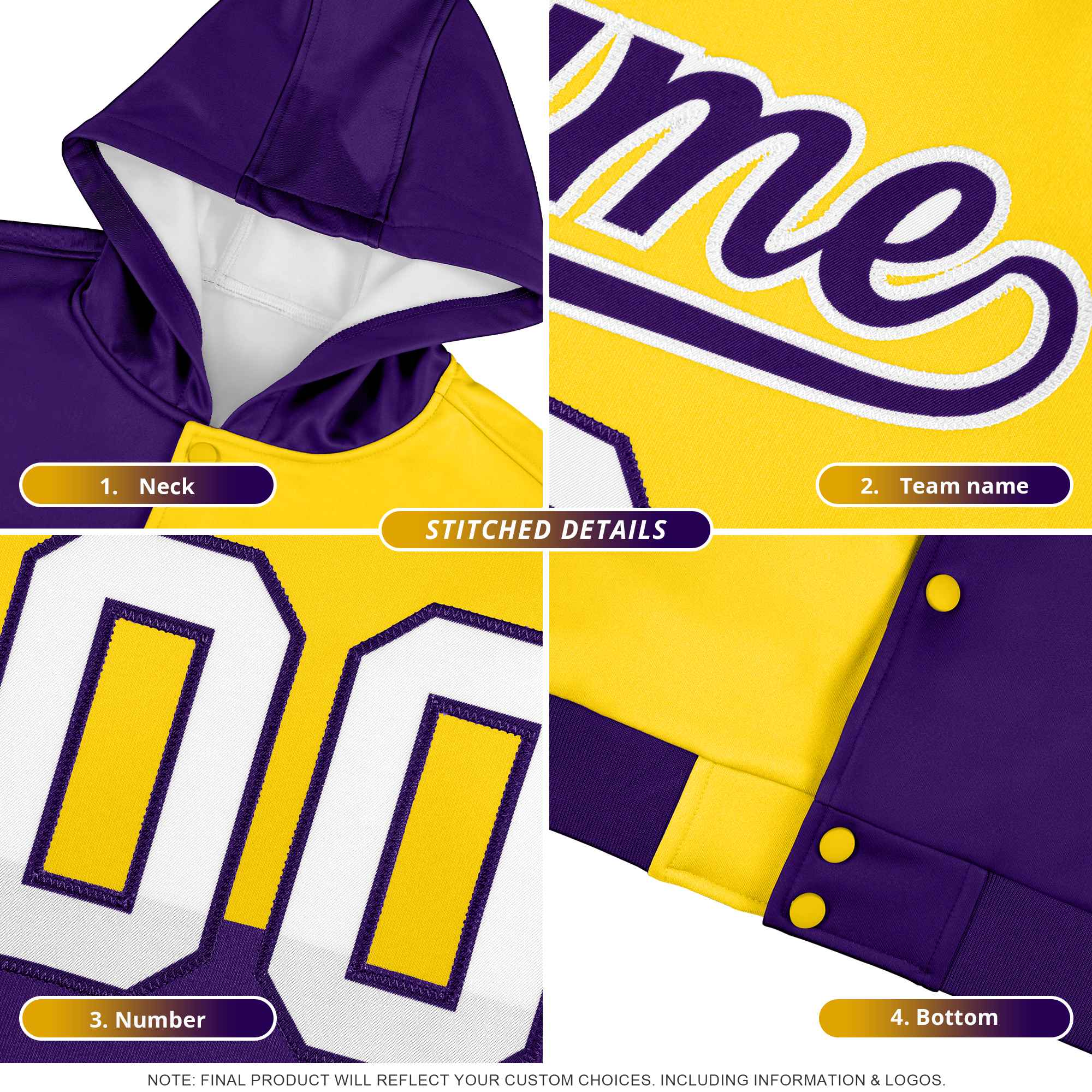 Custom Aqua Gold Varsity Full-Snap Four Squares Color Block Letterman Jacket Hoodie| KXKSHOP