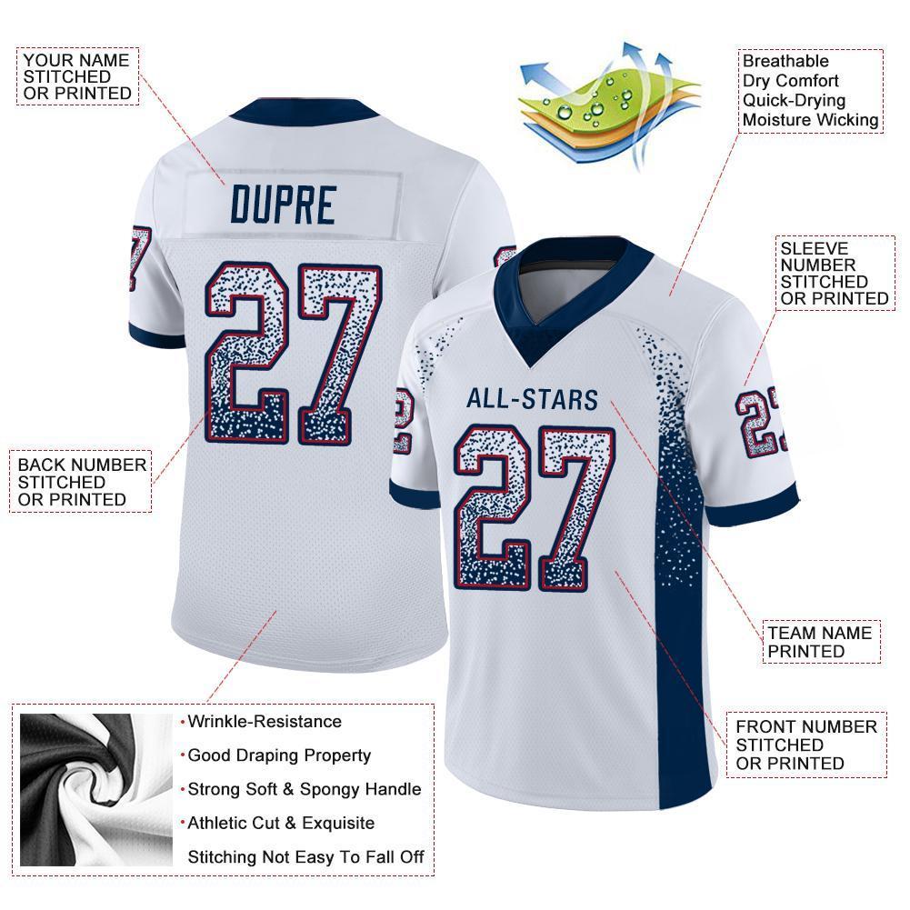 Custom White Navy-Red Drift Fashion Mesh Authentic American Football Jersey| KXKSHOP