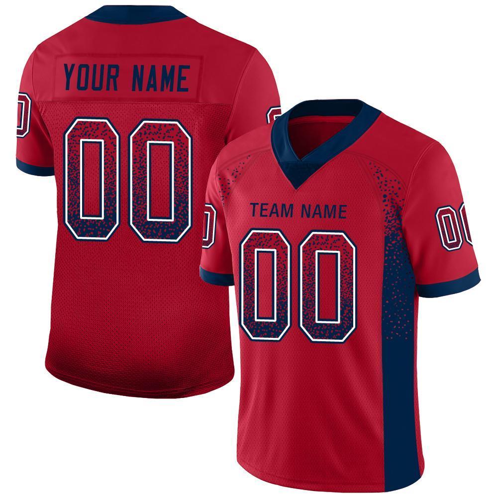 Custom Red Navy-White Drift Fashion Mesh Authentic American Football Jersey| KXKSHOP