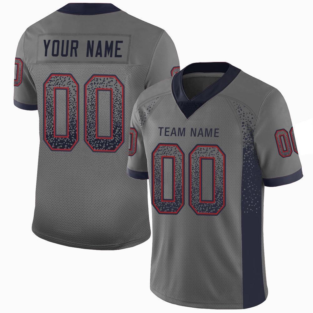 Custom Gray Navy-Red Drift Fashion Mesh Authentic American Football Jersey| KXKSHOP