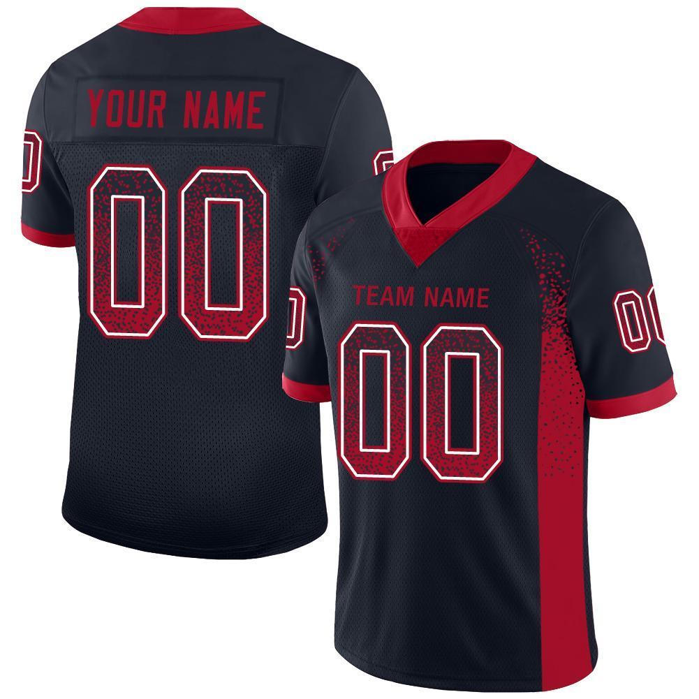 Custom Navy Red-White Drift Fashion Mesh Authentic American Football Jersey| KXKSHOP