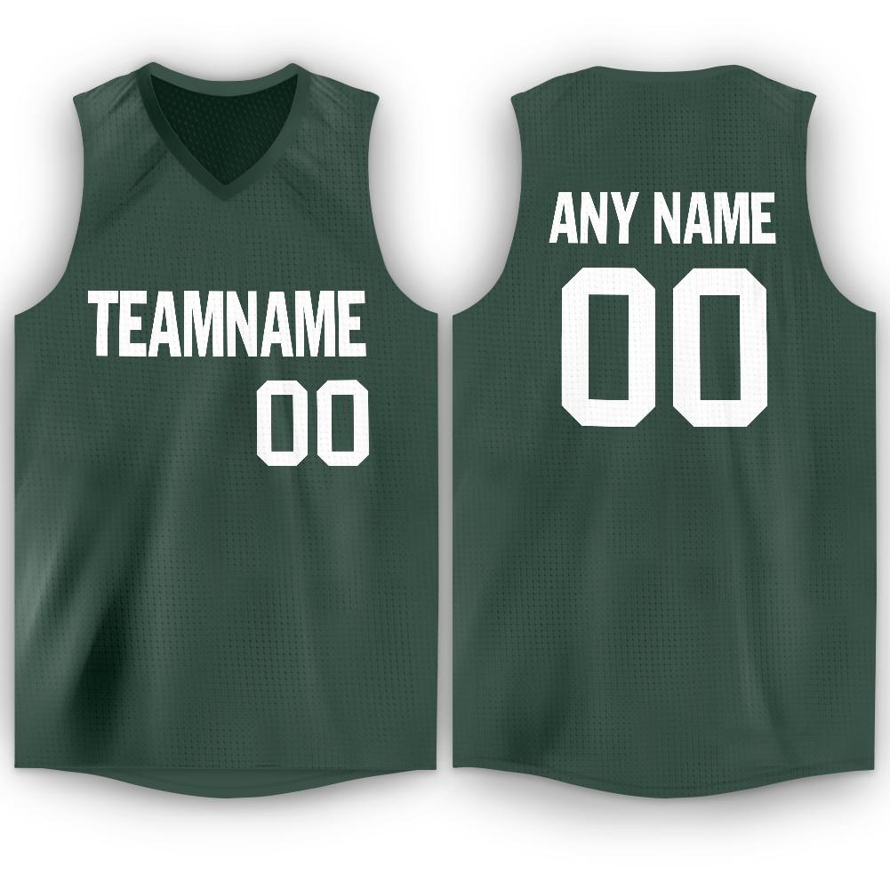 Custom Hunter Green White Classic Tops Breathable Basketball Jersey| KXKSHOP