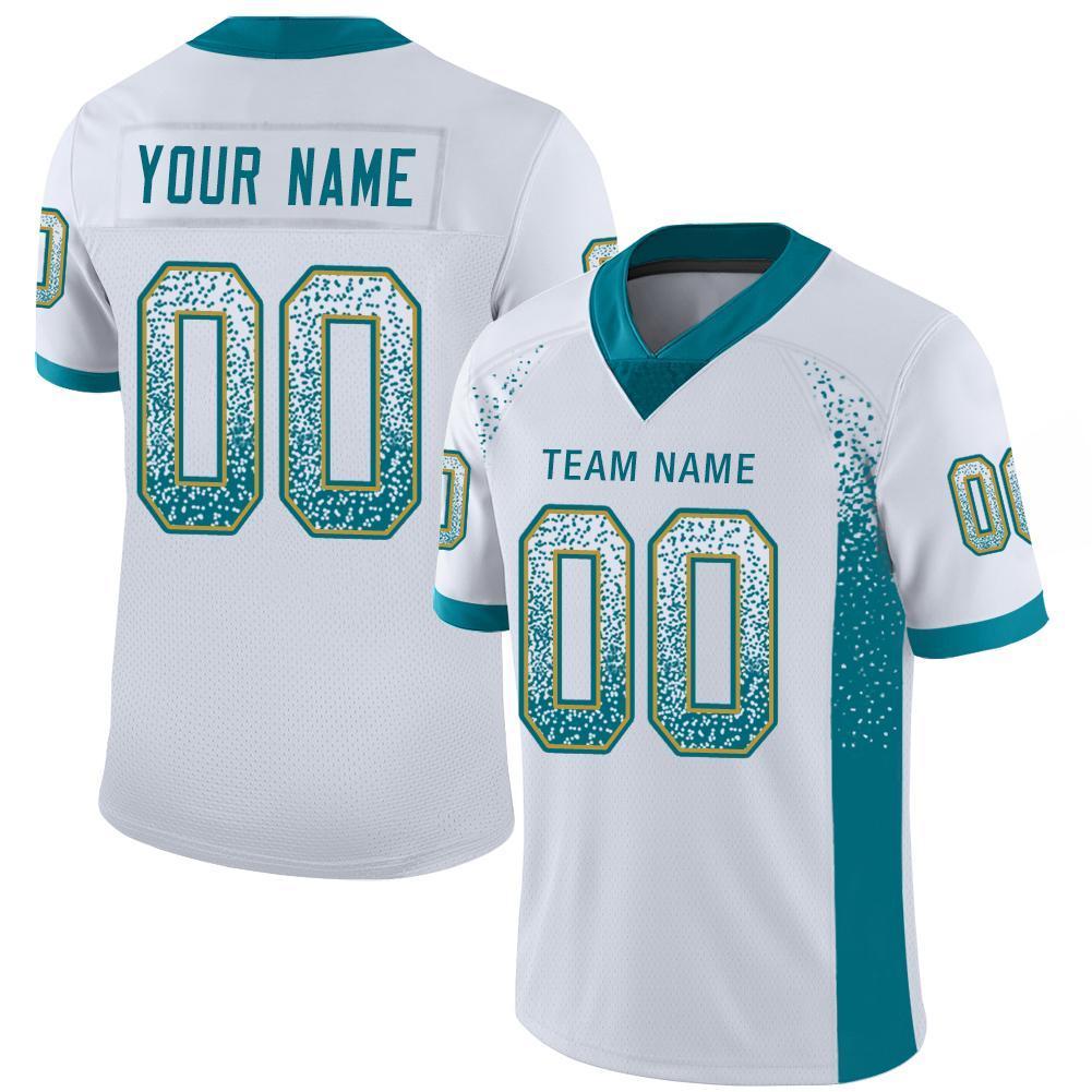 Custom White Teal-Old Gold Drift Fashion Mesh Authentic American Football Jersey| KXKSHOP