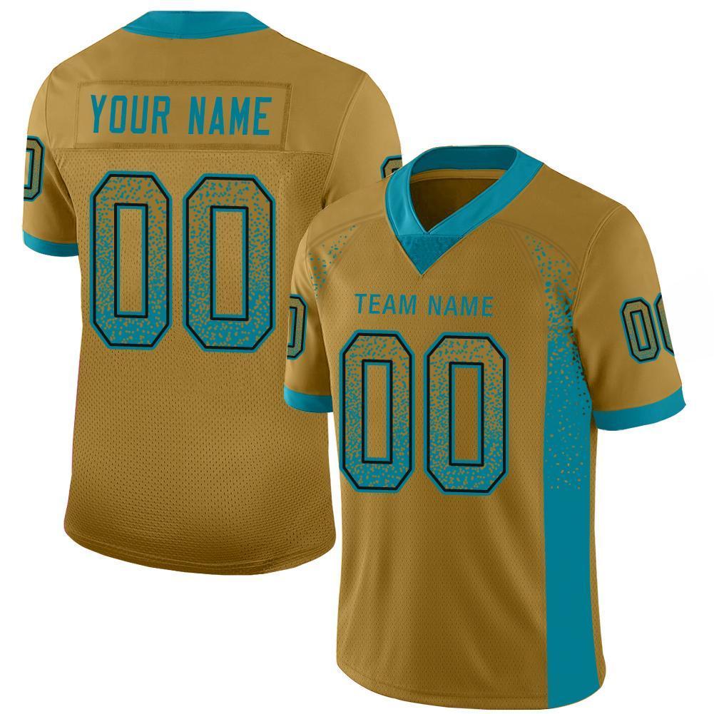Custom Old Gold Teal-Black Drift Fashion Mesh Authentic American Football Jersey| KXKSHOP