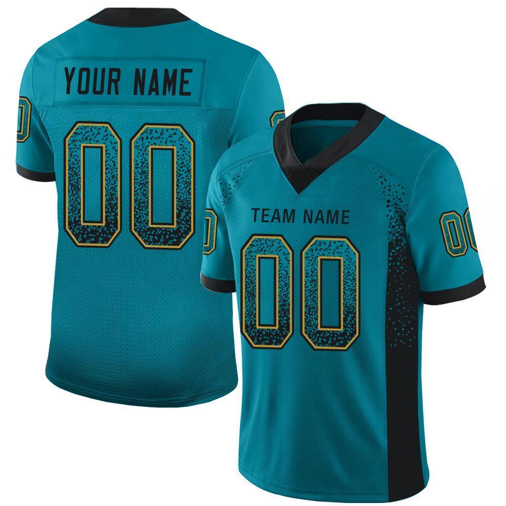 Custom Teal Black-Old Gold Drift Fashion Mesh Authentic American Football Jersey| KXKSHOP