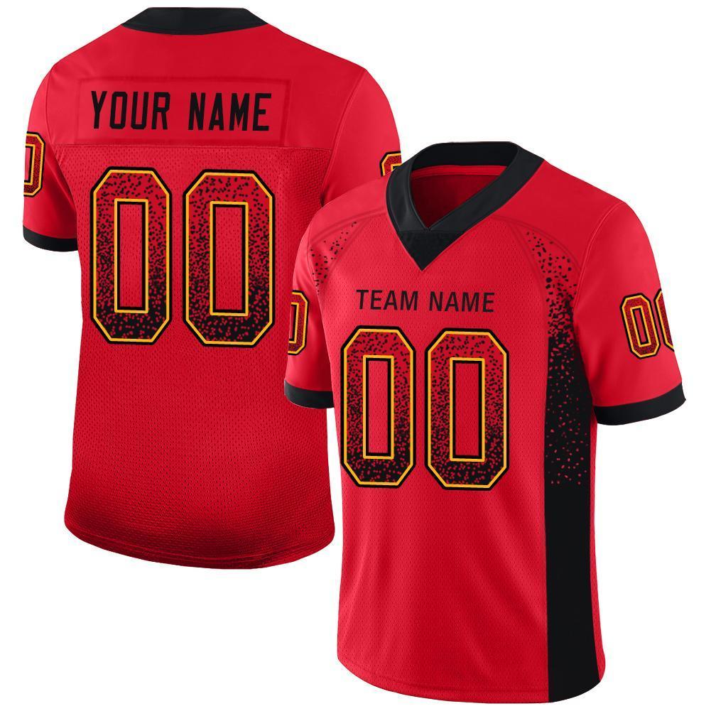 Custom Scarlet Black-Gold Drift Fashion Mesh Authentic American Football Jersey| KXKSHOP