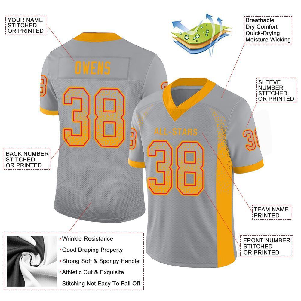 Custom Light Gray Gold-Scarlet Drift Fashion Mesh Authentic American Football Jersey| KXKSHOP