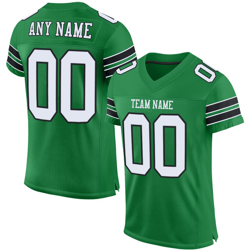 Custom Kelly Green White-Black Classic Style Mesh Authentic American Football Jersey| KXKSHOP