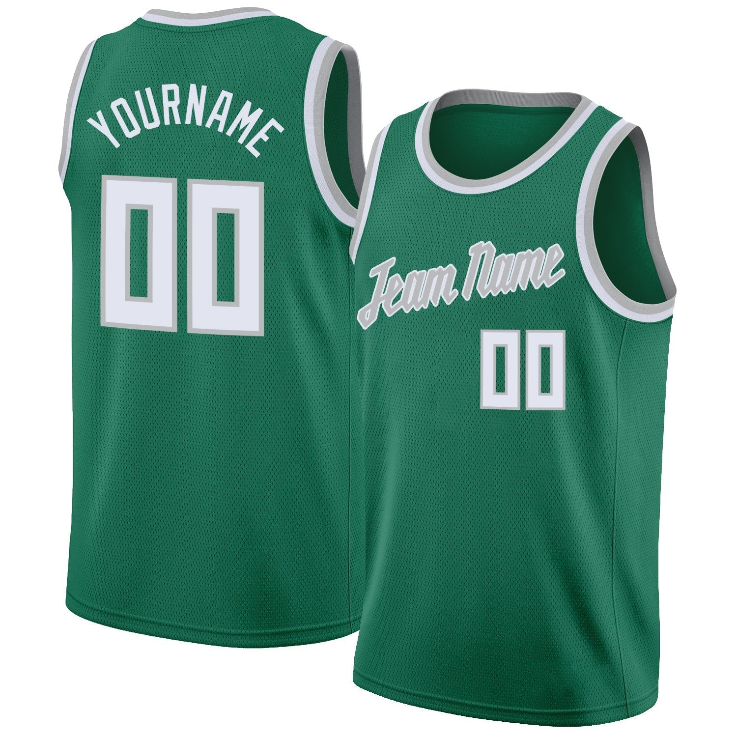 Custom Green White-Gray Classic Tops Mesh Sport Basketball Jersey| KXKSHOP