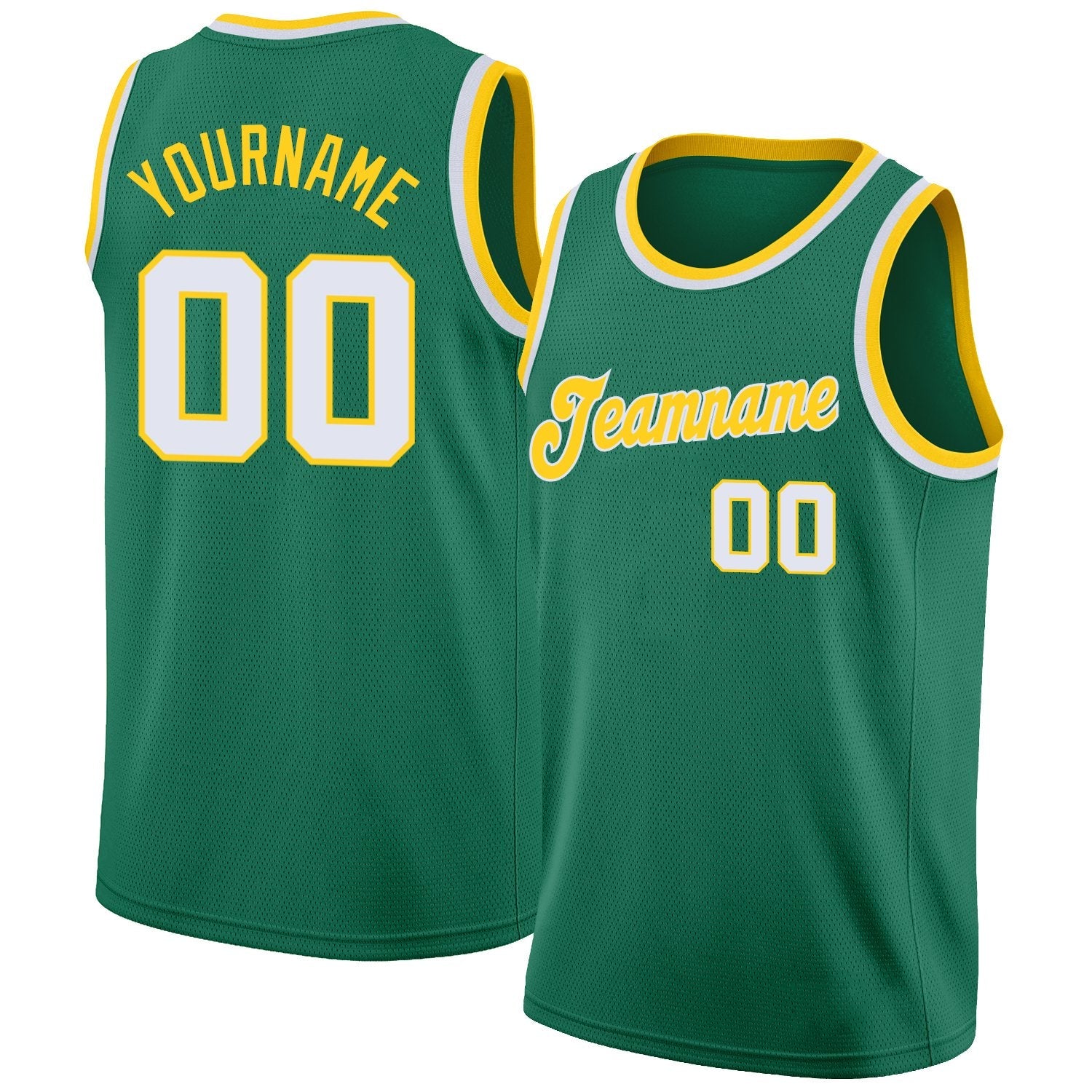 Custom Green White-Gold Classic Tops Athletic Casual Basketball Jersey| KXKSHOP