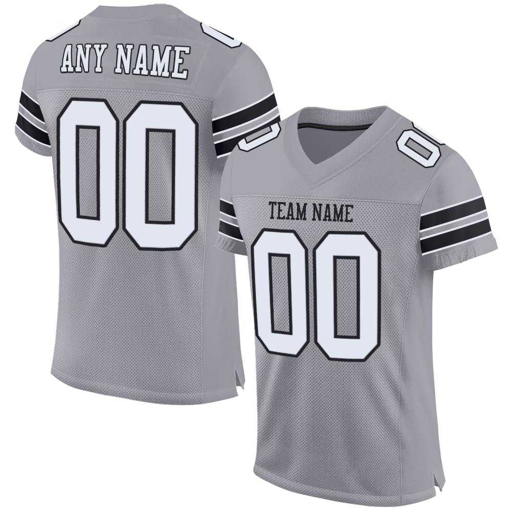 Custom Light Gray White-Black Classic Style Mesh Authentic American Football Jersey| KXKSHOP