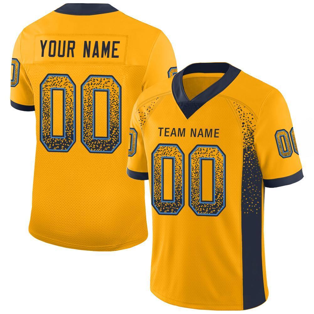 Custom Gold Navy-Powder Blue Drift Fashion Mesh Authentic American Football Jersey| KXKSHOP