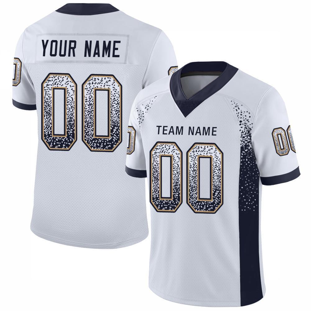 Custom White Navy-Old Gold Drift Fashion Mesh Authentic American Football Jersey| KXKSHOP