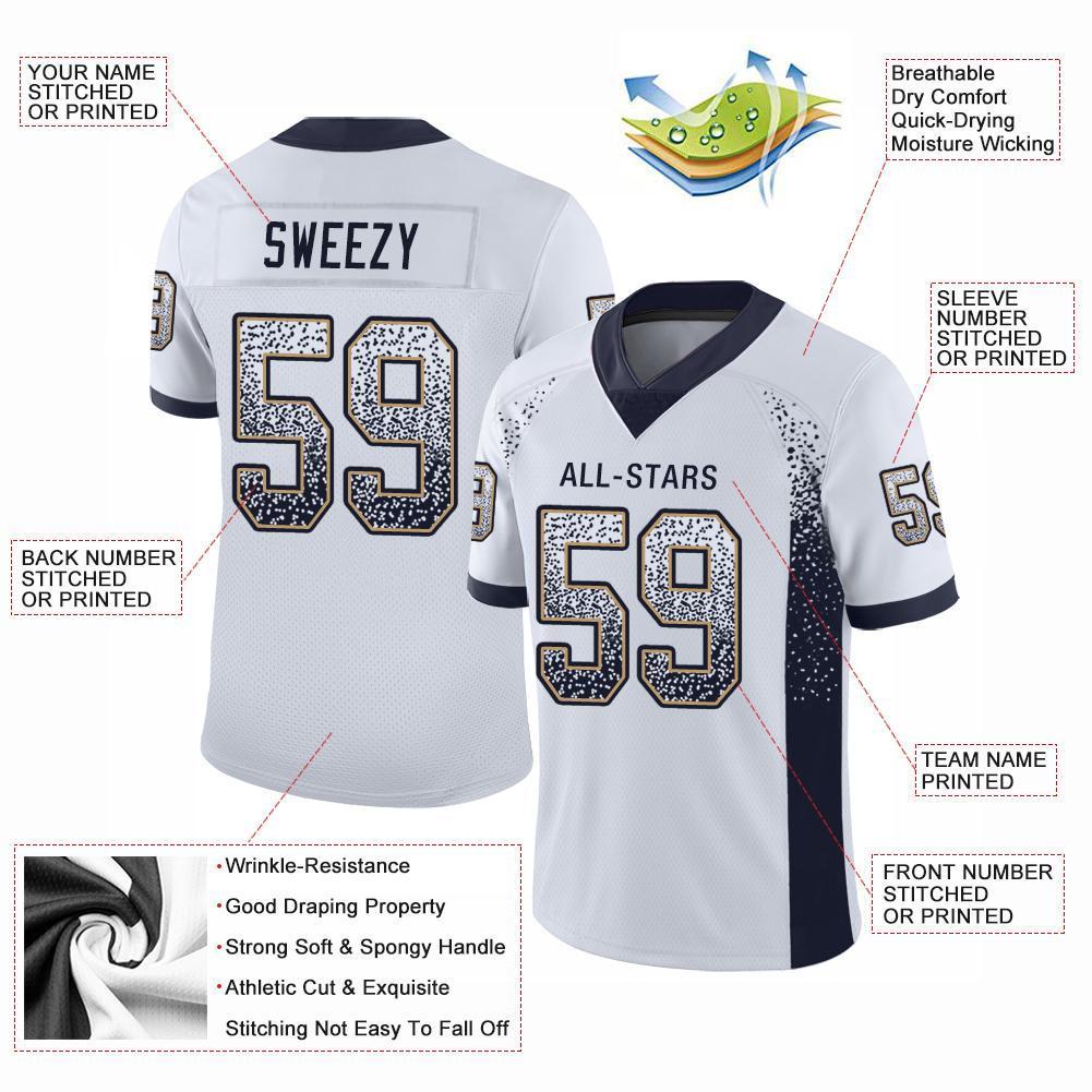 Custom White Navy-Old Gold Drift Fashion Mesh Authentic American Football Jersey| KXKSHOP