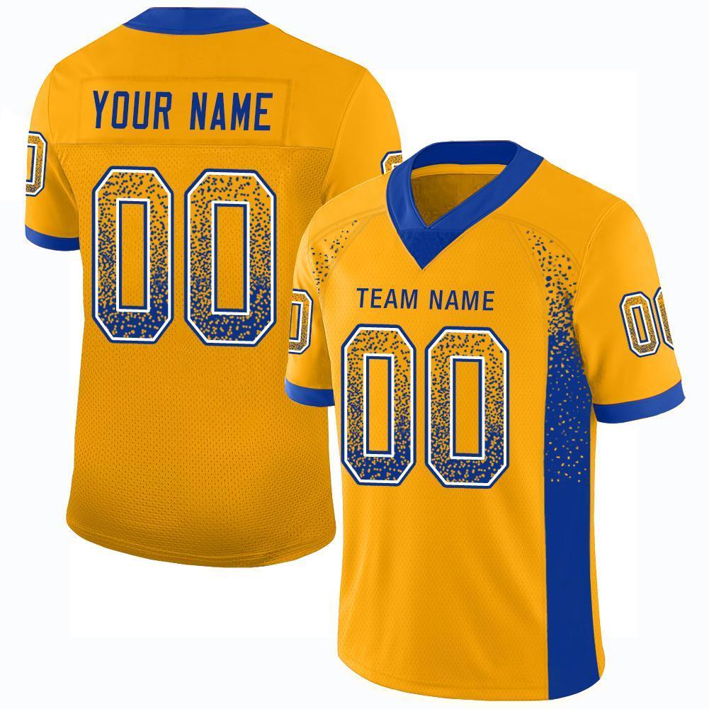 Custom Gold Royal-White Drift Fashion Mesh Authentic American Football Jersey| KXKSHOP