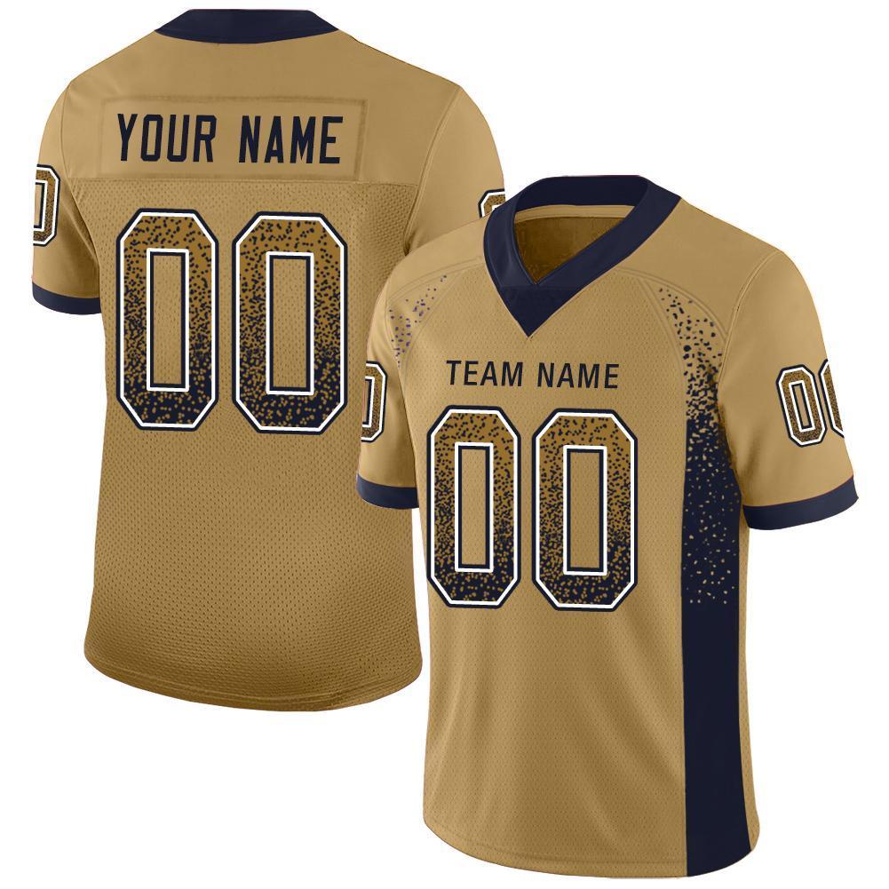 Custom Old Gold Navy-White Drift Fashion Mesh Authentic American Football Jersey| KXKSHOP
