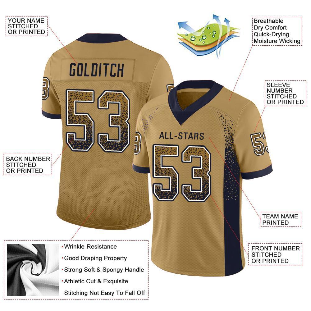 Custom Old Gold Navy-White Drift Fashion Mesh Authentic American Football Jersey| KXKSHOP