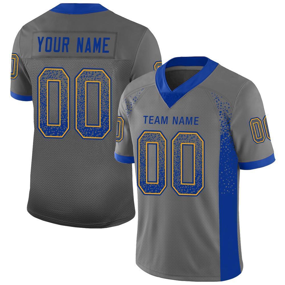 Custom Gray Royal-Gold Drift Fashion Mesh Authentic American Football Jersey| KXKSHOP