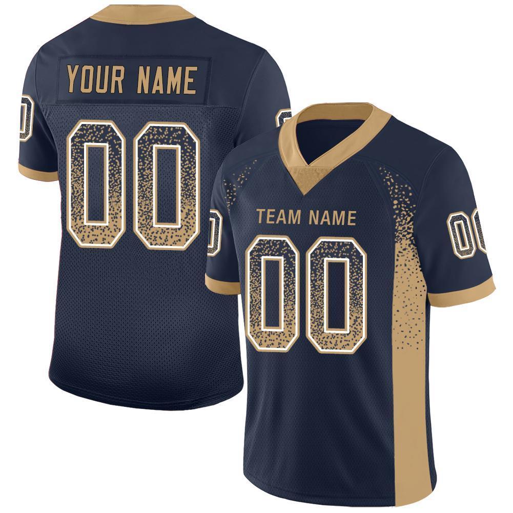 Custom Navy Old Gold-White Drift Fashion Mesh Authentic American Football Jersey| KXKSHOP