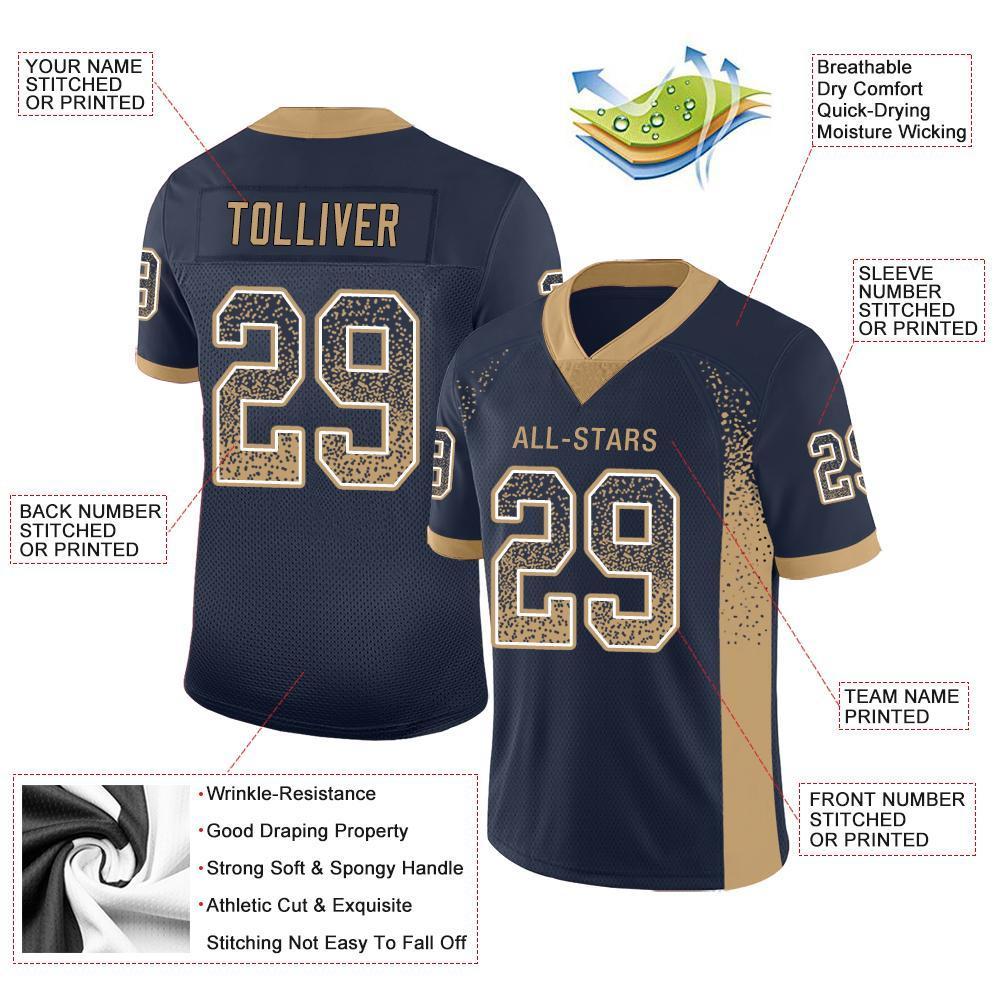 Custom Navy Old Gold-White Drift Fashion Mesh Authentic American Football Jersey| KXKSHOP
