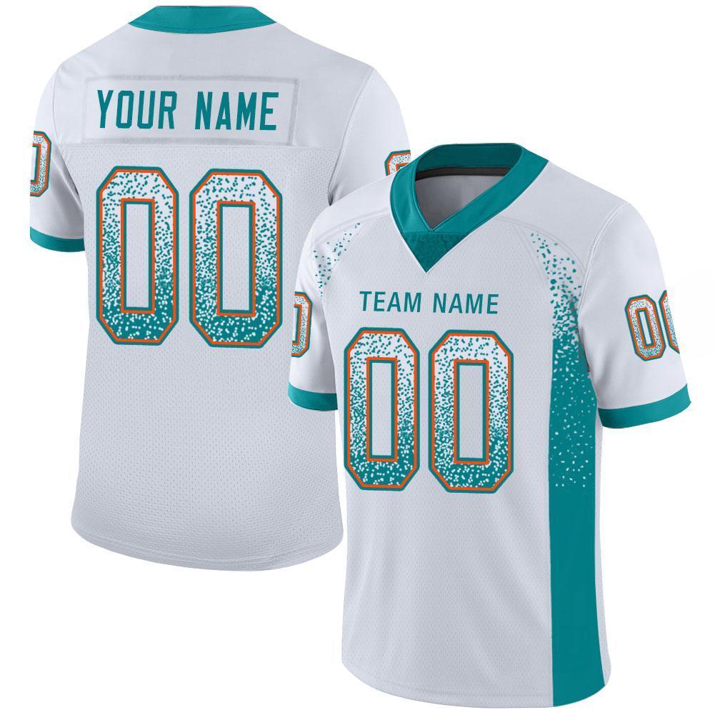 Custom White Aqua-Orange Drift Fashion Mesh Authentic American Football Jersey| KXKSHOP