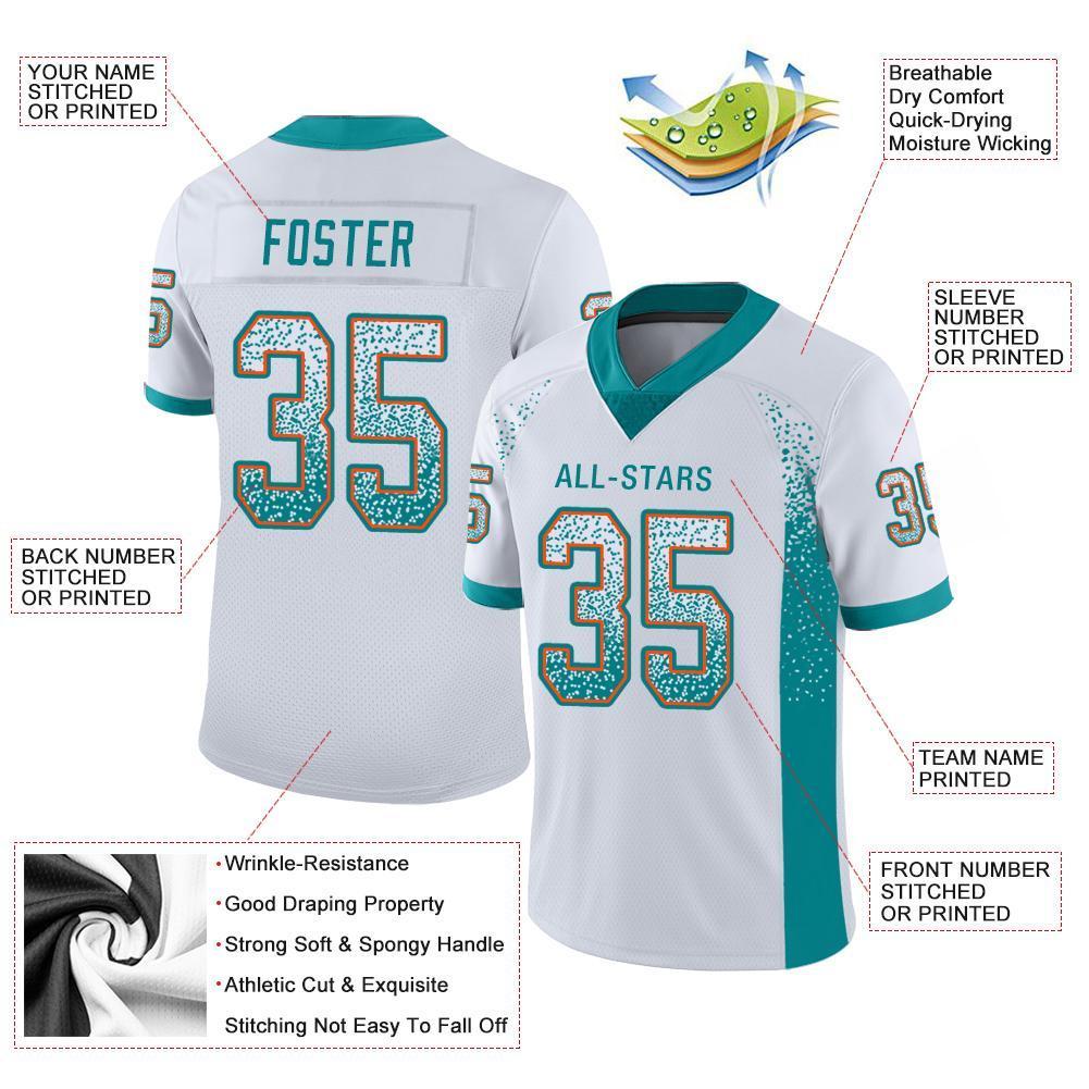 Custom White Aqua-Orange Drift Fashion Mesh Authentic American Football Jersey| KXKSHOP