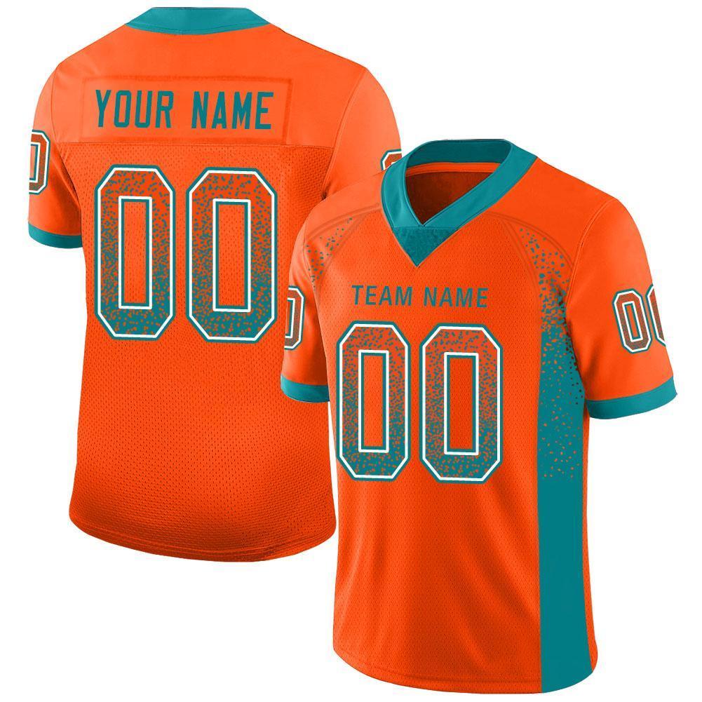 Custom Orange Aqua-White Drift Fashion Mesh Authentic American Football Jersey| KXKSHOP