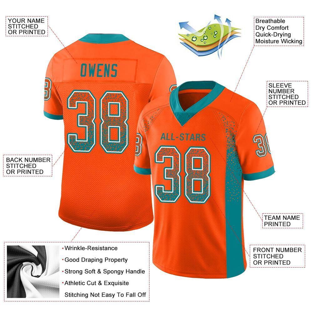Custom Orange Aqua-White Drift Fashion Mesh Authentic American Football Jersey| KXKSHOP