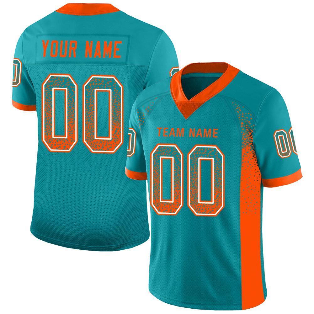 Custom Aqua Orange-White Drift Fashion Mesh Authentic American Football Jersey| KXKSHOP