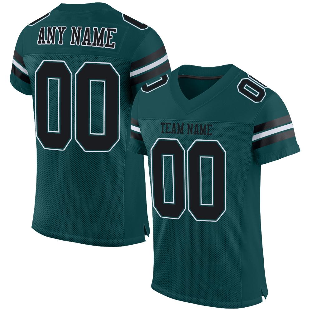 Custom Midnight Green Black-White Classic Style Mesh Authentic American Football Jersey| KXKSHOP