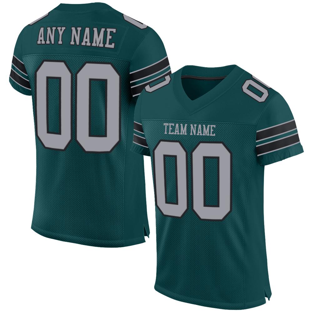 Custom Midnight Green Light Gray-Black Classic Style Mesh Authentic American Football Jersey| KXKSHOP
