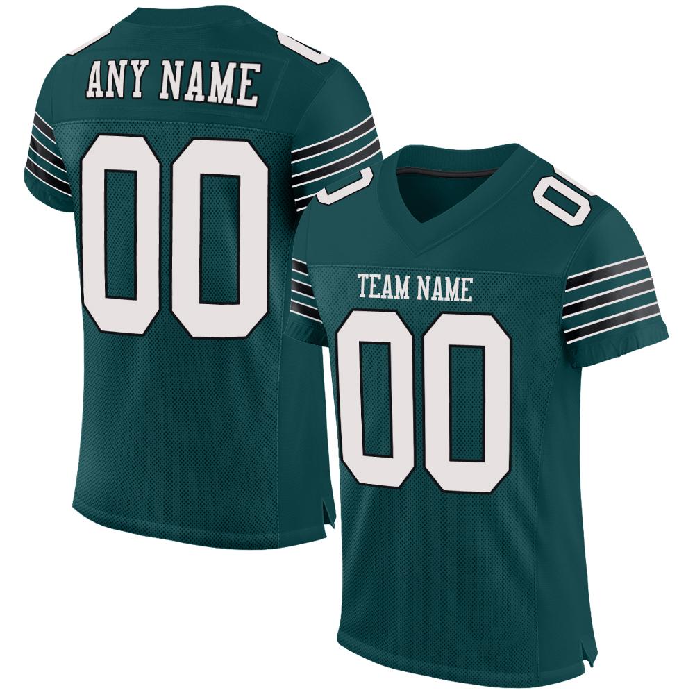 Custom Midnight Green White-Black Classic Style Mesh Authentic American Football Jersey| KXKSHOP