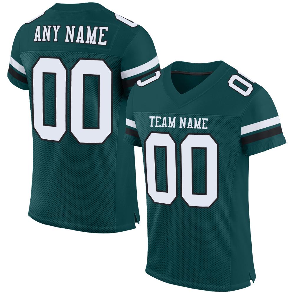 Custom Midnight Green White-Black Classic Style Mesh Authentic American Football Jersey| KXKSHOP
