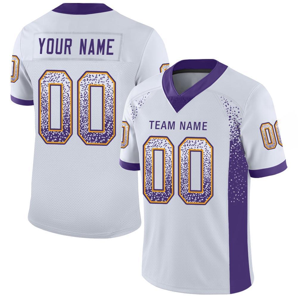 Custom White Purple-Gold Drift Fashion Mesh Authentic American Football Jersey| KXKSHOP