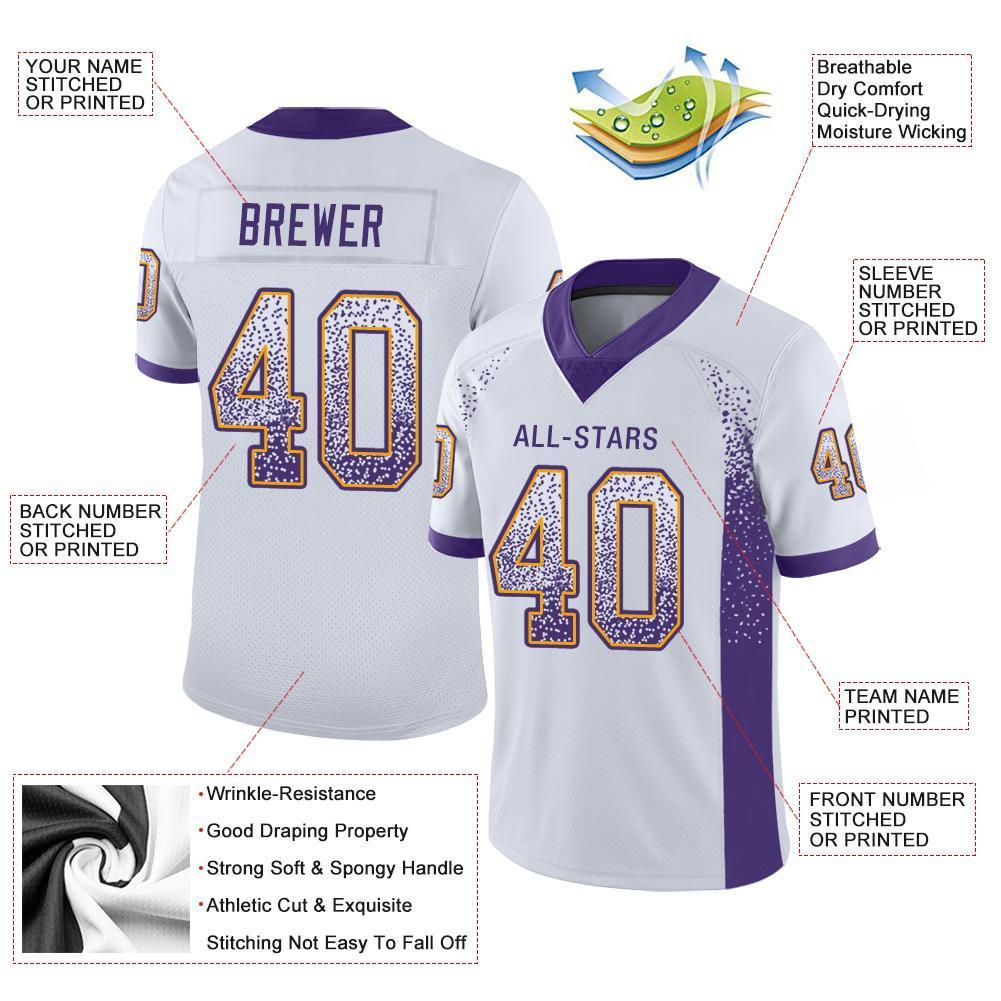 Custom White Purple-Gold Drift Fashion Mesh Authentic American Football Jersey| KXKSHOP