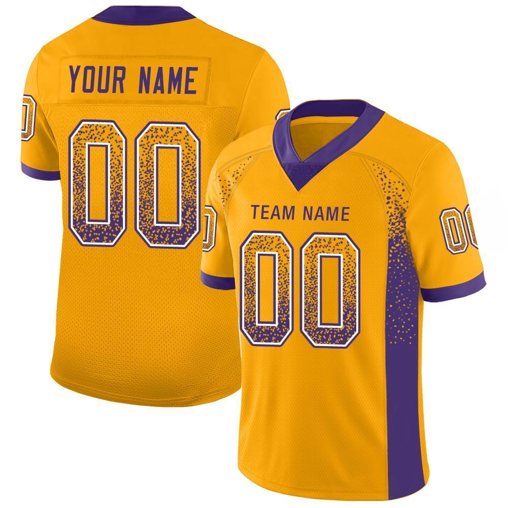 Custom Gold Purple-White Drift Fashion Mesh Authentic American Football Jersey| KXKSHOP