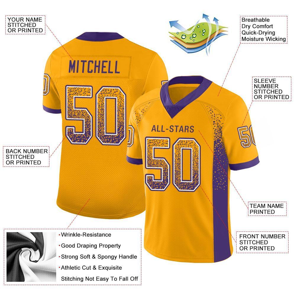 Custom Gold Purple-White Drift Fashion Mesh Authentic American Football Jersey| KXKSHOP