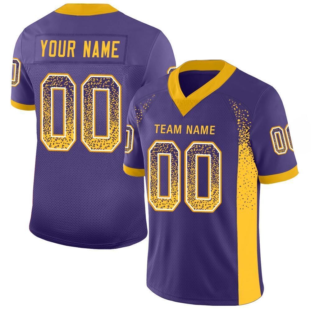 Custom Purple Gold-White Drift Fashion Mesh Authentic American Football Jersey| KXKSHOP