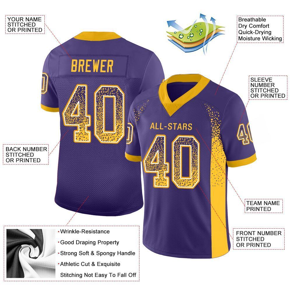 Custom Purple Gold-White Drift Fashion Mesh Authentic American Football Jersey| KXKSHOP