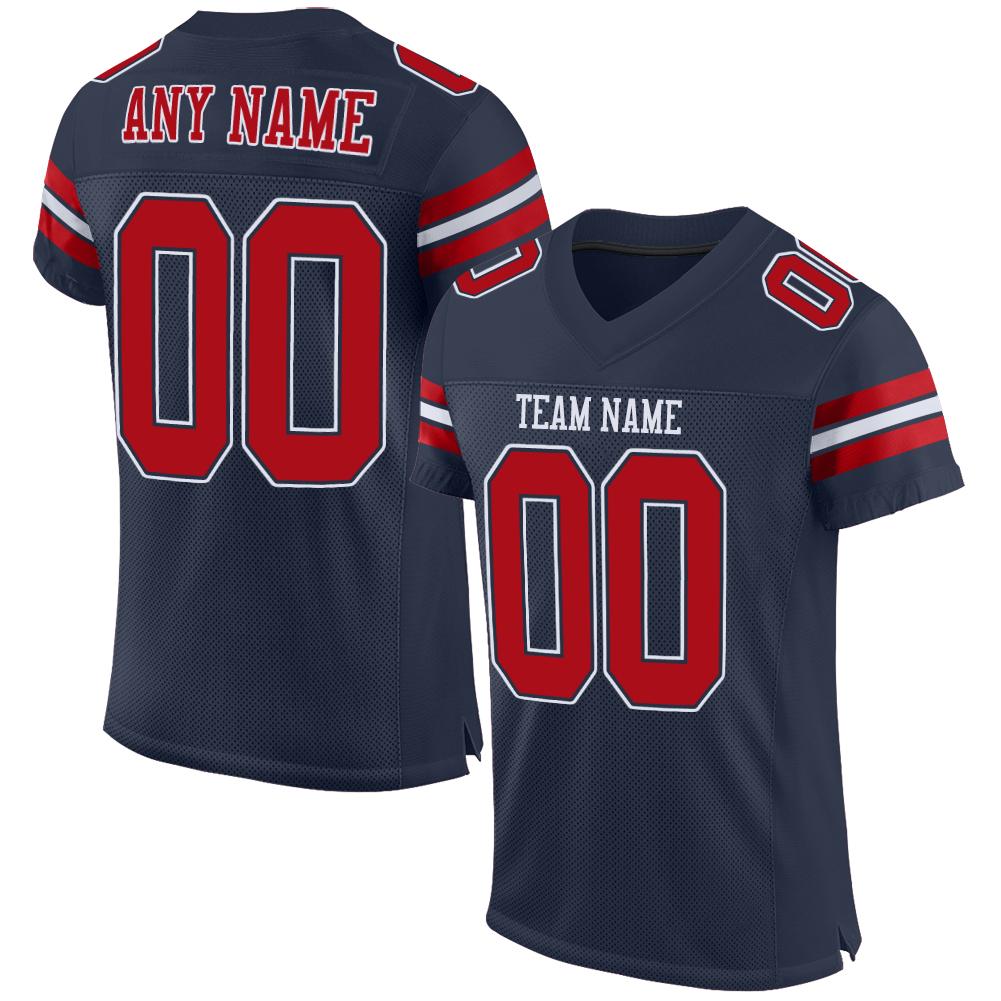 Custom Navy Red-White Classic Style Mesh American Football Jersey | KXKSHOP