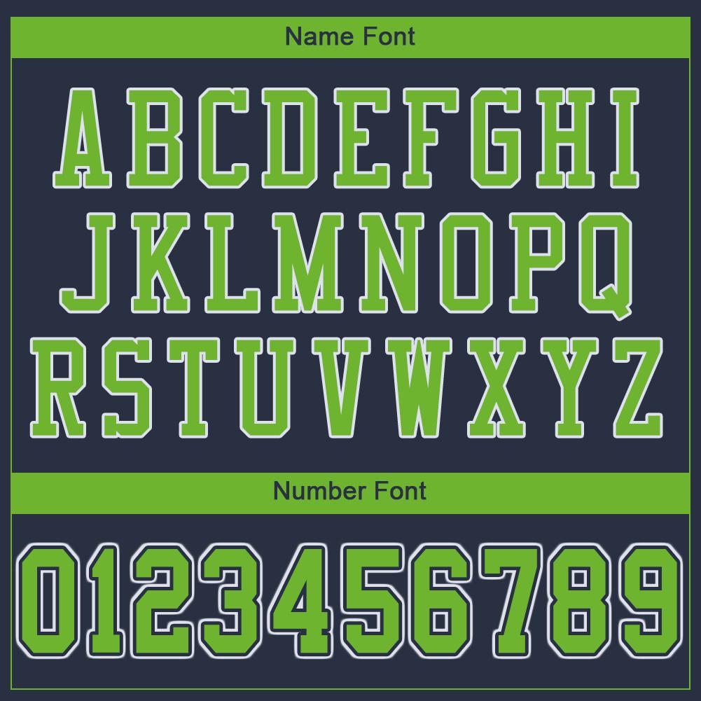 Custom Navy Neon Green-White Classic Style Mesh Authentic American Football Jersey| KXKSHOP
