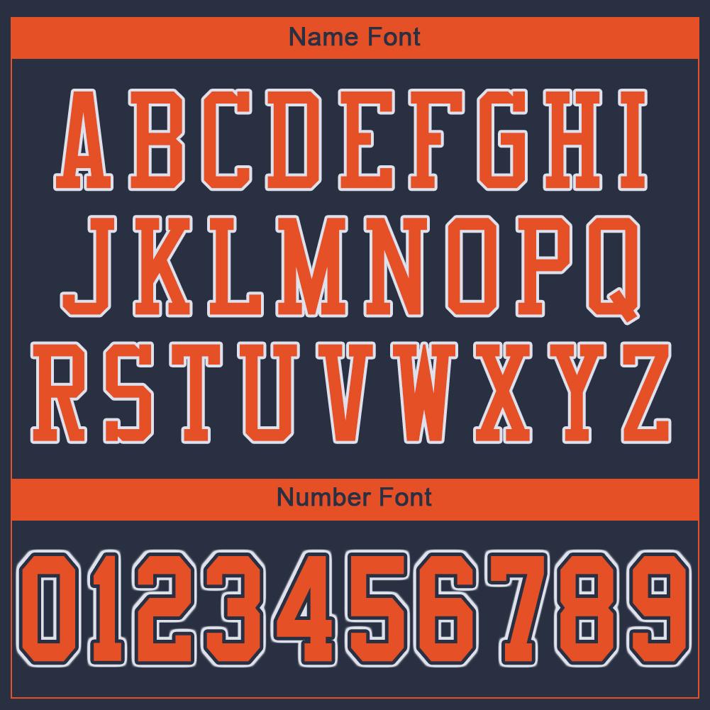 Custom Navy Orange-White Classic Style Mesh Authentic American Football Jersey| KXKSHOP