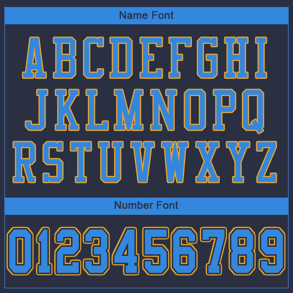 Custom Navy Powder Blue-Gold Classic Style Mesh Authentic American Football Jersey| KXKSHOP