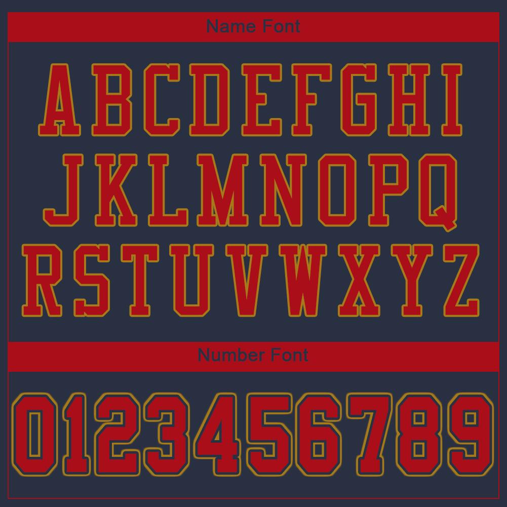 Custom Navy Red-Old Gold Classic Style Mesh Authentic American Football Jersey| KXKSHOP